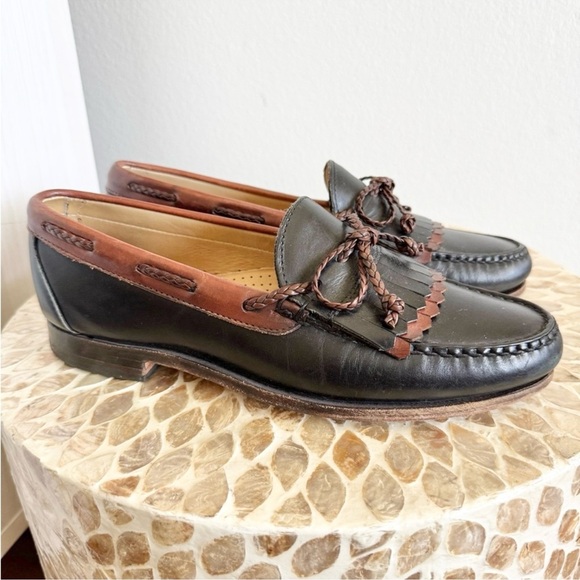 Allen Edmonds Woodstock Men's Black and Brown Leather Loafers size 8.5 D - Picture 1 of 9